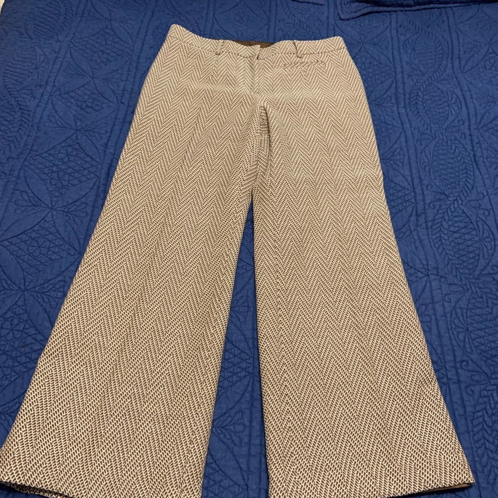 Per Se Brown Herringbone Wool Dress Pants Trousers Career Silk Lined High Waist